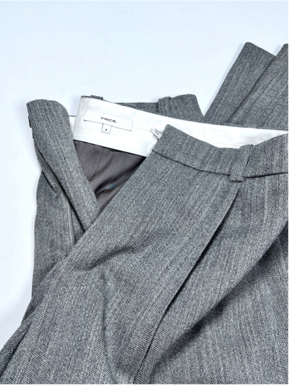 Vince Womans Trausers Wool Blend Pleated Pants Grey Size 8 Wool Viscose Tailored - Picture 3 of 11